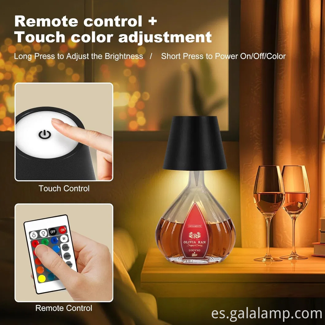 Lámpara de tapón de botella de vino ambiental LED de control de tacto premium